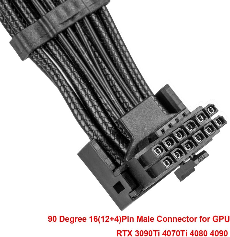 JOYJOM 12VHPWR 90 Degree Adapter to 2X 8Pin: 16AWG 16 PIN GPU Right Angle PCI-E 5.0 Extension for for Graphic Card GPU 12+4pin RTX 3090Ti 4070Ti 4080 4090 (Type A) - Image 3